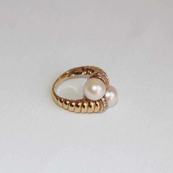 Whitehall 14k Gold Pearls and Diamonds Ring - Picture 10 of 13